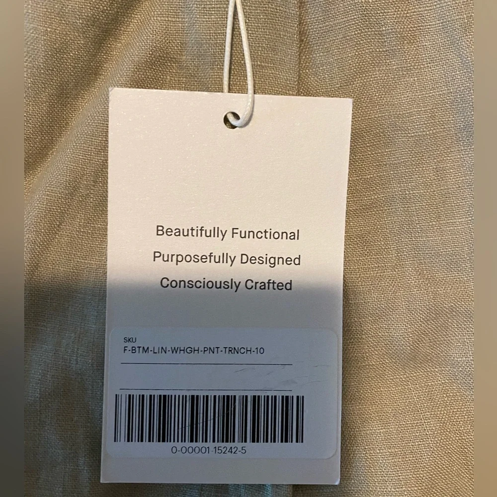 NWT Everlane European Flax Linen High Waisted Wide Leg Trousers Size 10